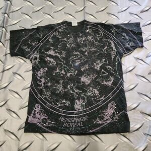 VTG 90s Liquid Blue Zodiac Astrology Constellation AOP Size XL (Fits L/XL) 1993
